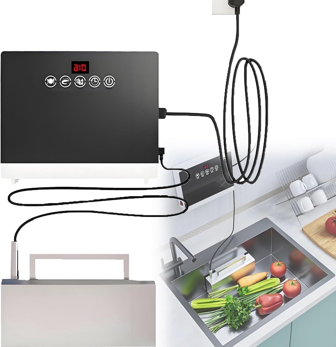Draagbare Vaatwasser Elektrische Afwasmachine Servies Reinigen Geen Installatie Nodig Compact Model Wit