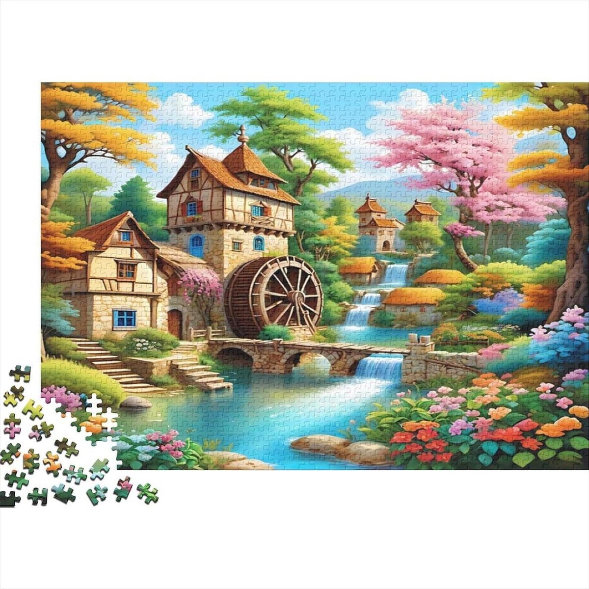 Huttenpuzzel - Legpuzzel - Ontspannend Spel - Gerecycled Papier - 1000 Stukjes - Kleurrijk