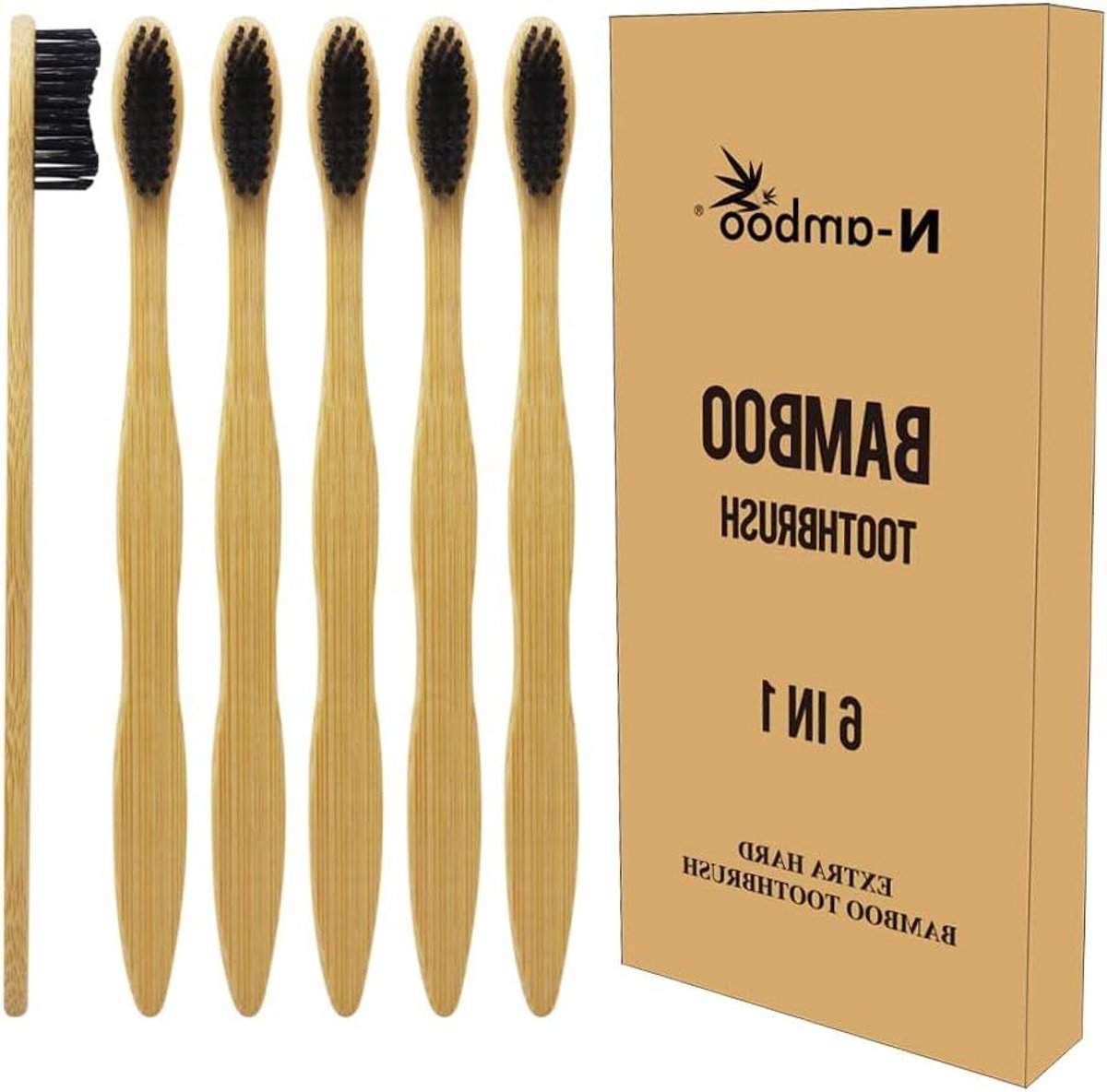 Tandenborstel Set - Bamboe Borstels - Dagelijkse Mondhygiëne - Extra Harde Borstels - 6 Stuks - Natuurlijk Bamboe