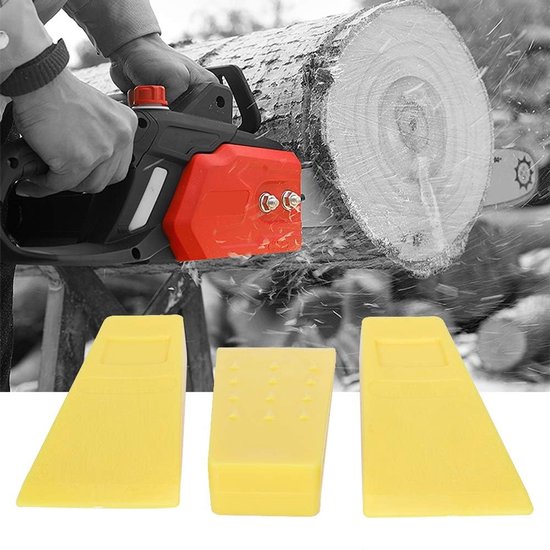 Kettingzaag Wiggen - Boom Snoei Gereedschap - Bomen Vellen - Hoge Impact Kunststof - 3 stuks 5.5 inch - Geel — afbeelding 3