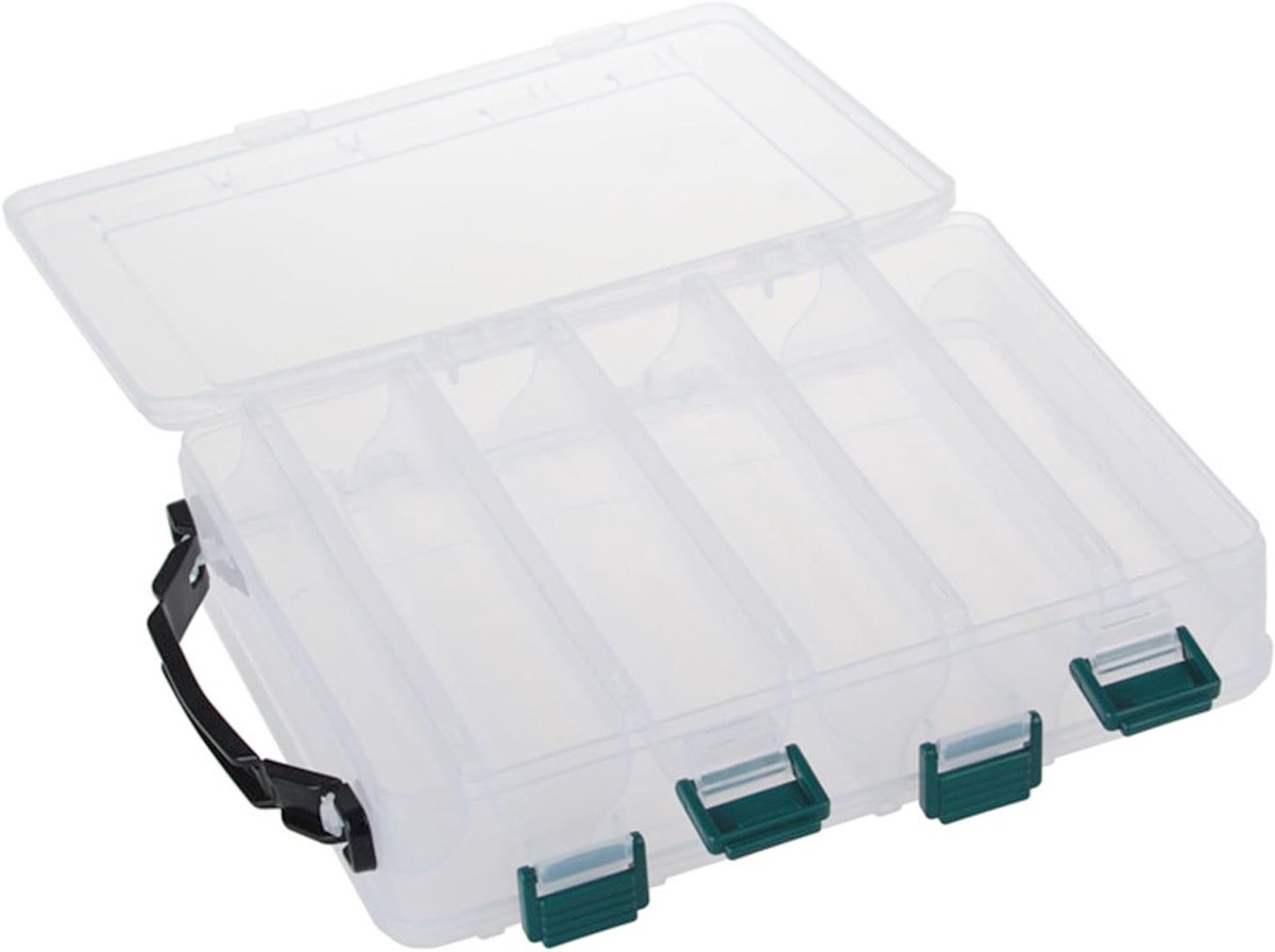 Transparante Plastic Vissersdoos met 10 Compartimenten, Dubbelzijdige Opslag voor Aas, Ideaal voor Lures en Wobblers, Compact 20 x 16 x 4.8 cm