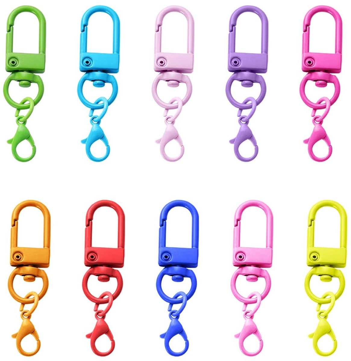 aladdien - Rotatable Kreeftsluiting Carabiner Clips - 10 Stuks - Kleurige Sleutelhangers - DIY Accessoires - Handig voor Sleutels - Creatief Gebruik