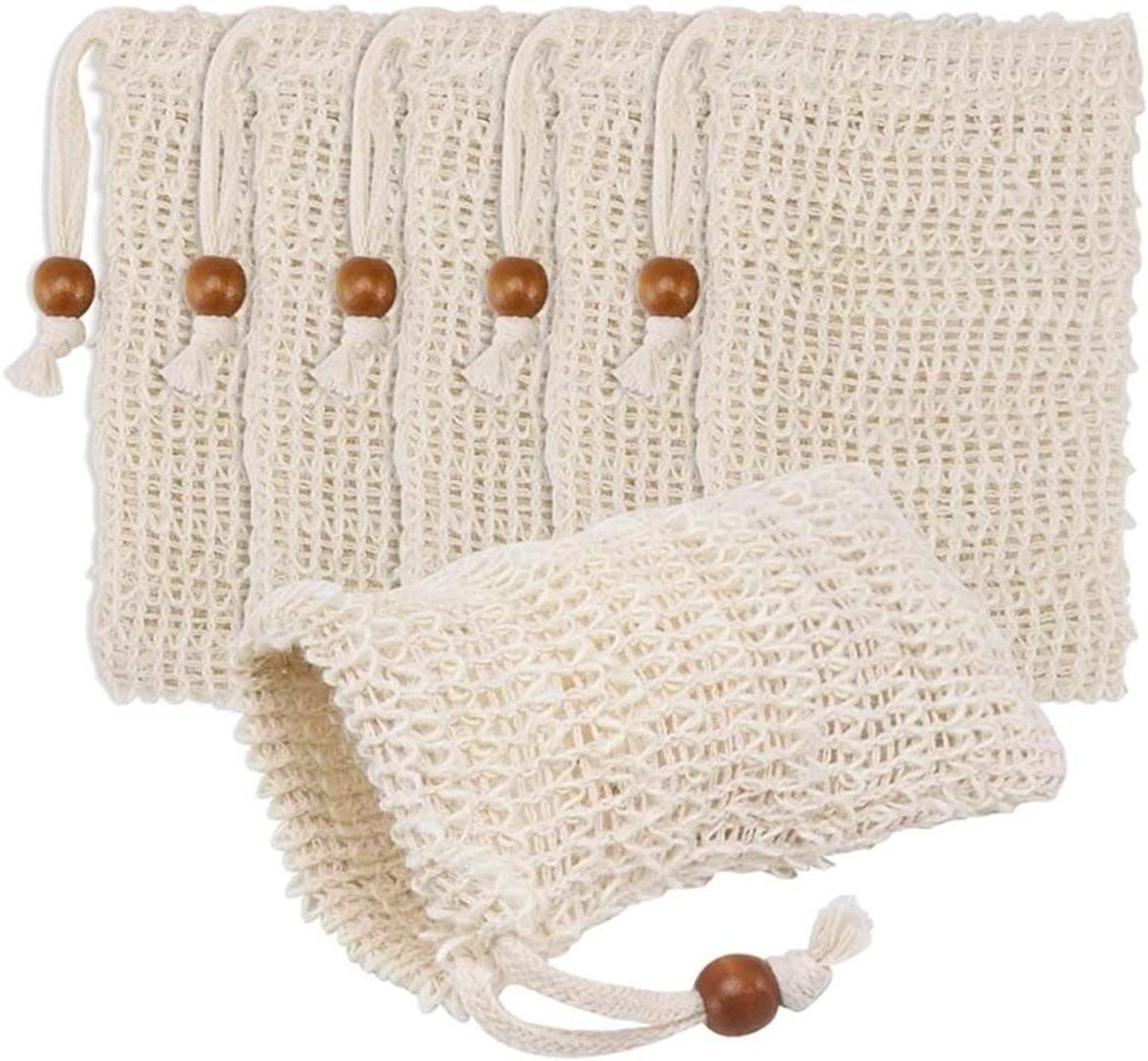 Zeeppeelingzakjes - Zeepzakjes Sisal - Douchen Exfoliëren - Met Koord - 40 Stuks - Natuurlijk