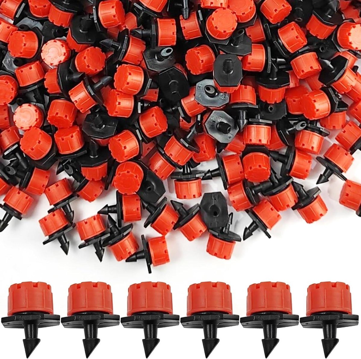 Druppelkoppen Sproeiers - Micro Druppelaars - Tuin Bewateren - 8 Gaten Instelbaar - 300 Stuks - Rood