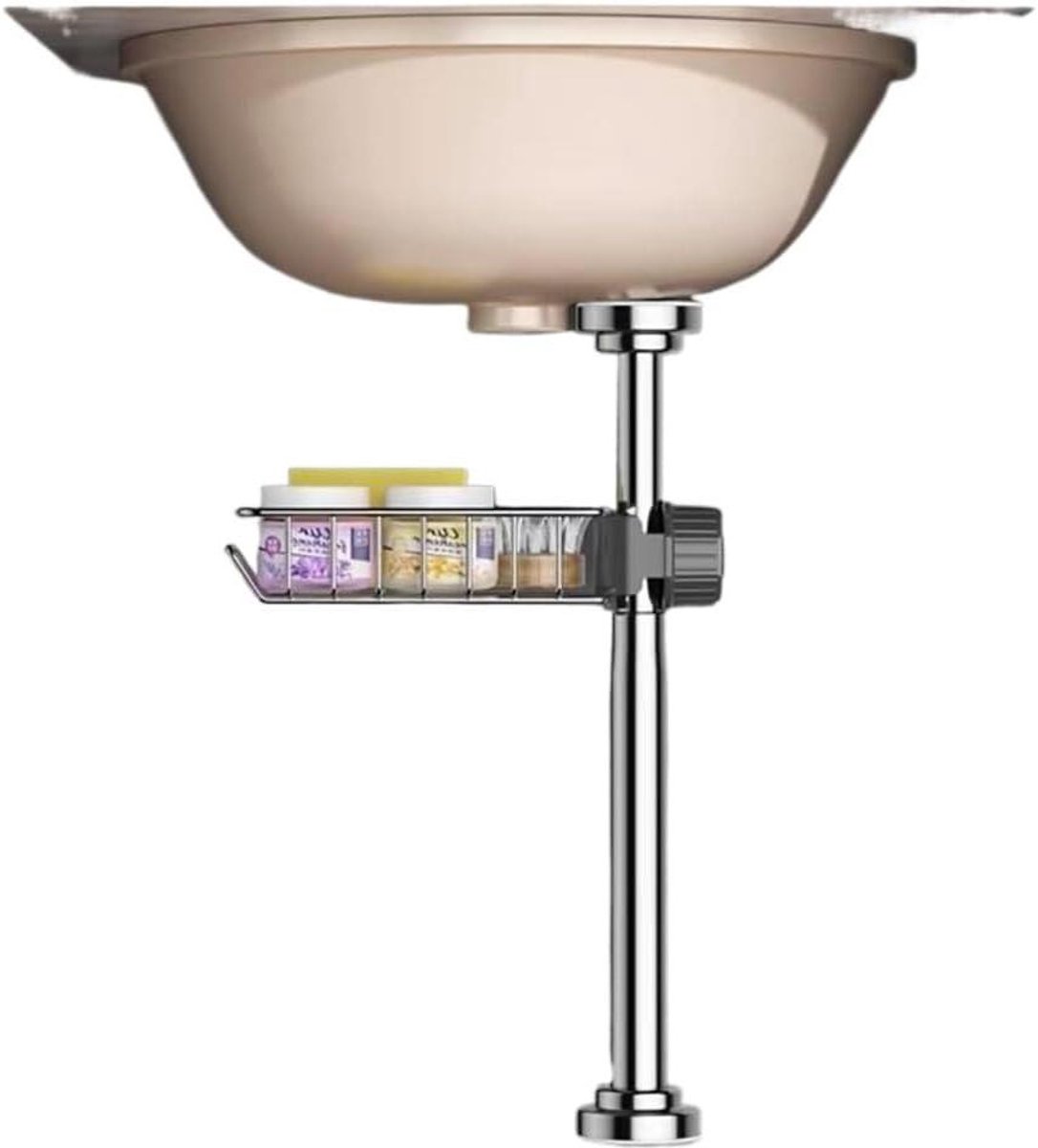 Steunpaal Onderbouw - Spoelbakbeugel - Stabiliseren van Spoelbakken - Roestvrij Staal - 30-110 cm - Zilver