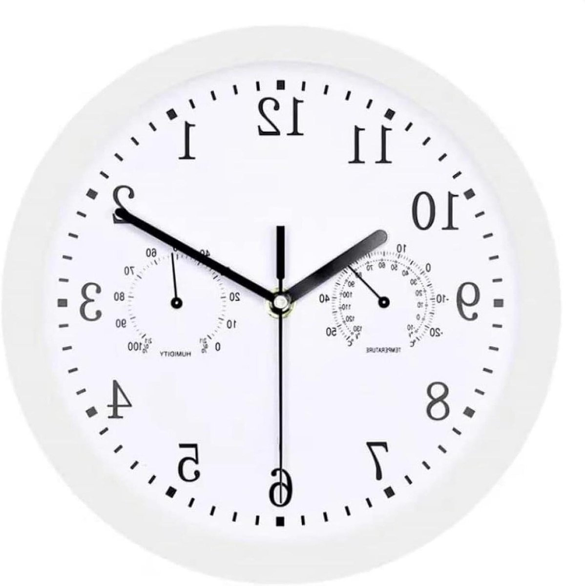 Wandklok Hygrometer - Buitenklok Waterdicht - Tijd Vochtigheid Meten - Stil Niet-tikkend Mechanisme - 10 Inch - Wit