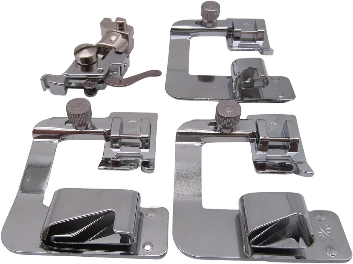 Rolzoom Persvoet - Naaimachine Accessoire - Zomen Maken - Set van 3 Maten - Standaard - Metaal