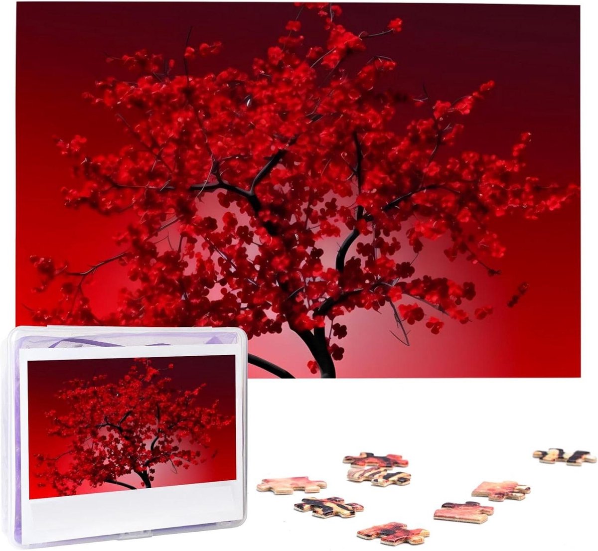 Houten Puzzel - Foto Puzzel - Ontspanning Thuis - Gepersonaliseerd Ontwerp - 1000 Stukjes - Rode Kersenbloesem