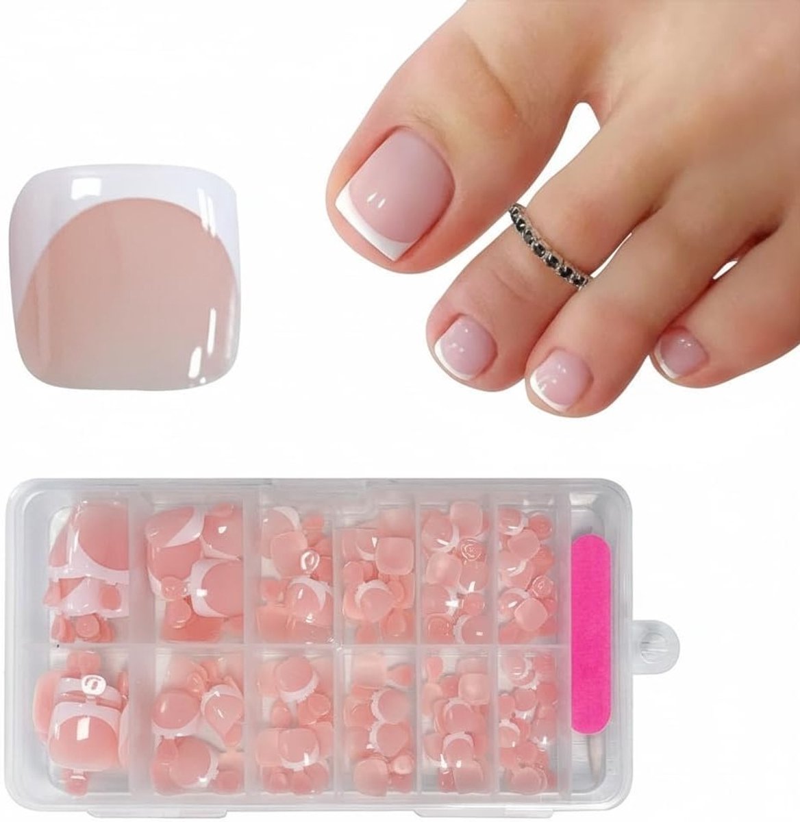 120 Stuks Franse Teennagel Covers in 12 Maten met Gereedschapset en Opbergdoos - Perfect voor Nagelstyling en Manicure