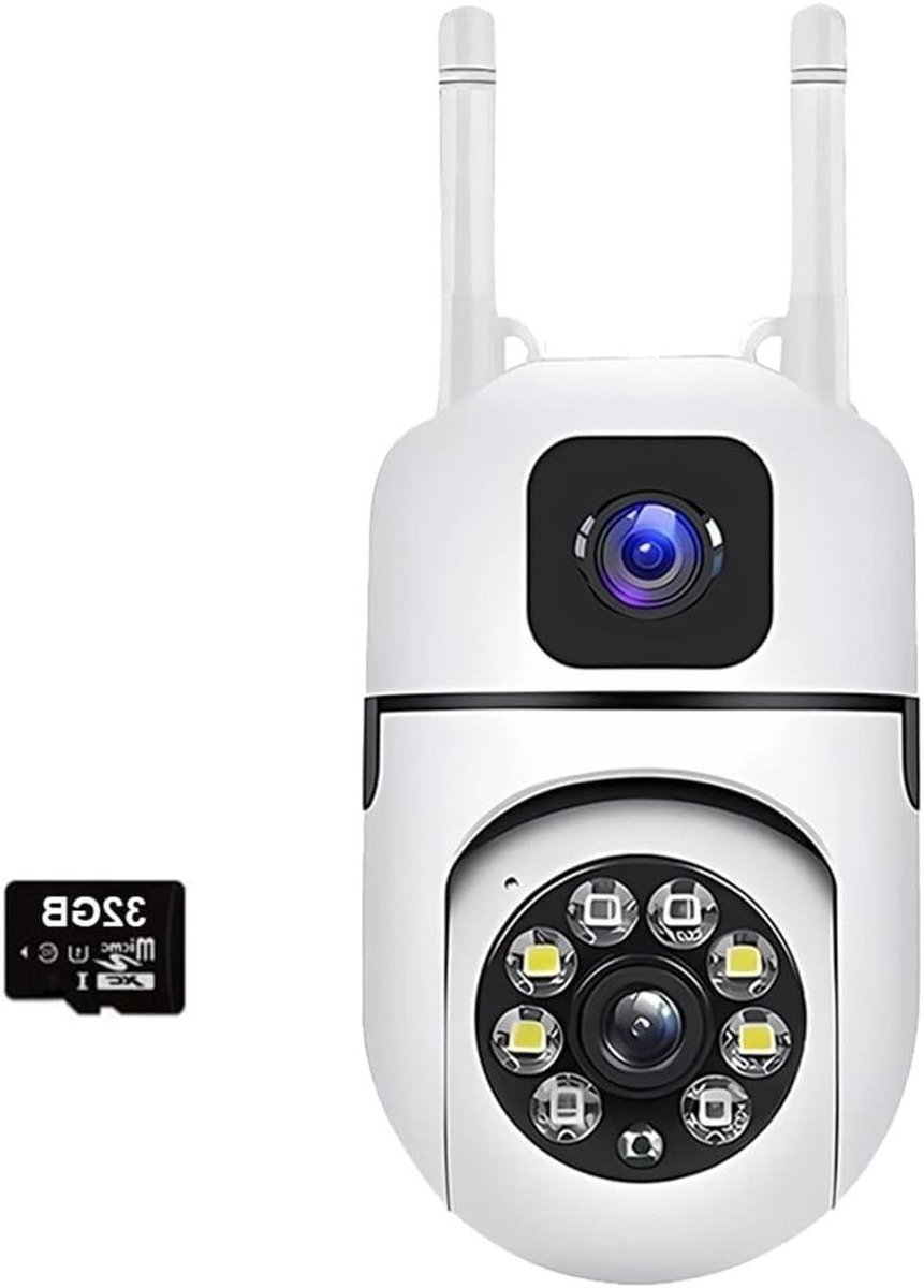 Videobewaking Camera - Dubbele Lens - Huis Beveiligen - Automatische Tracking - 4MP HD - Wit