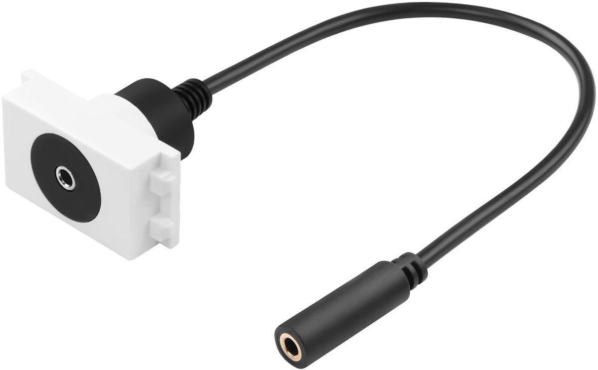 QIANRENON TRS 3.5mm Wandcontactdoos met Kort Kabel voor Hoofdtelefoon