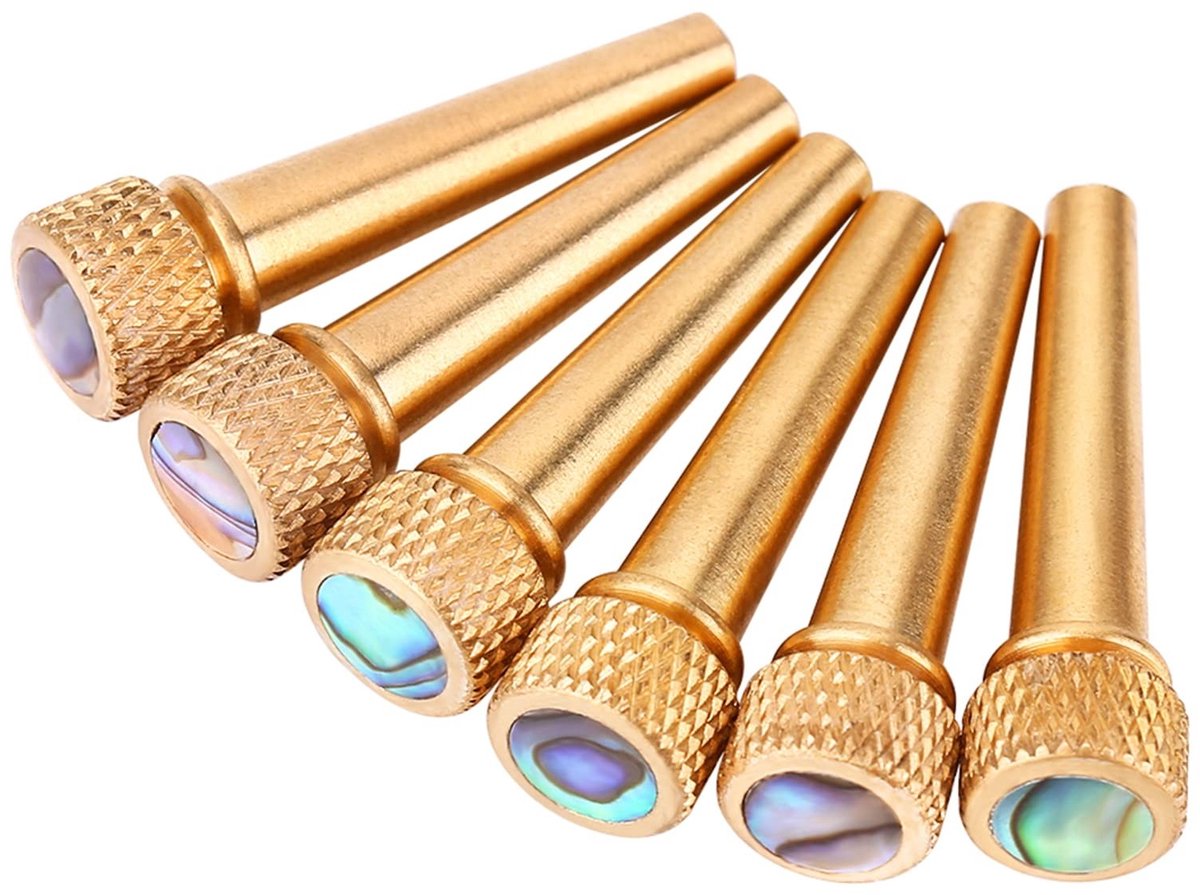 Set van 6 Gouden Gitaar Pins met Abalone voor Akoestische Gitaren