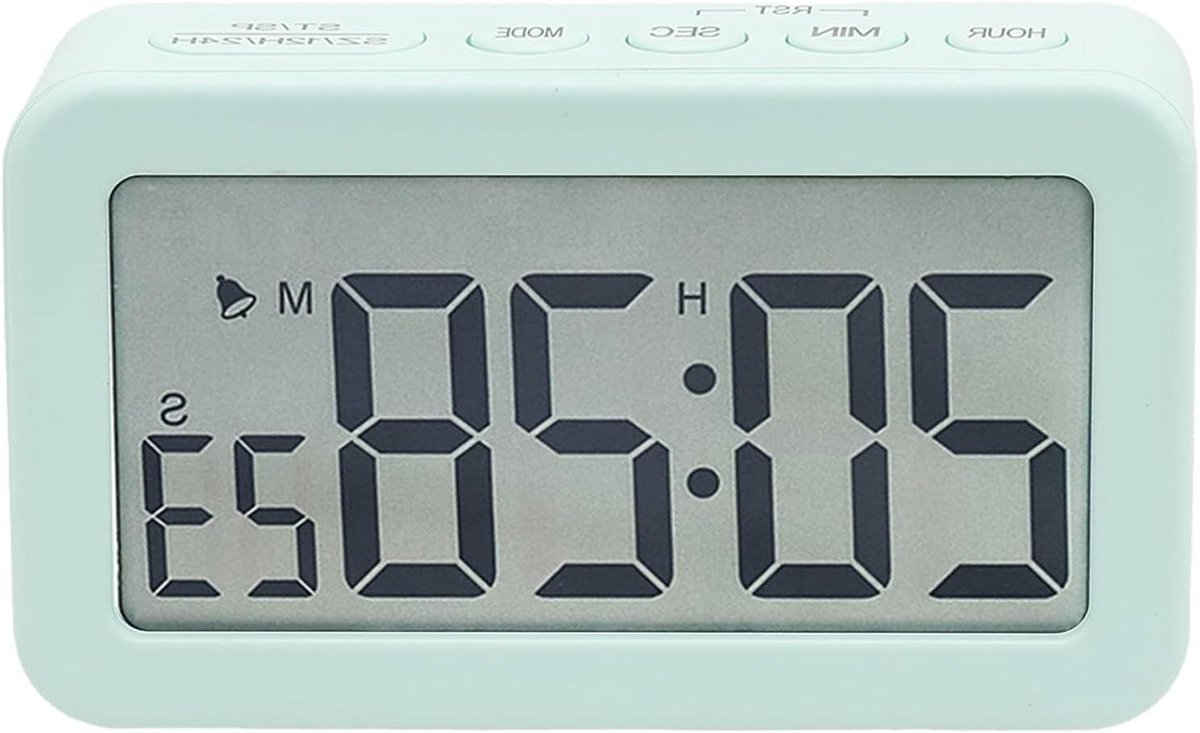 Digitale Wekker - Tijdklok - Thuis Kantoor - Dual Time Modes - Compact Formaat - Lichtgroen