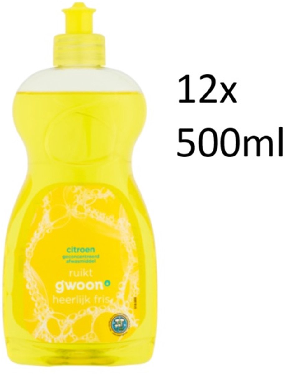 G'woon afwasmiddel citroen citrus - 12x 500 ml