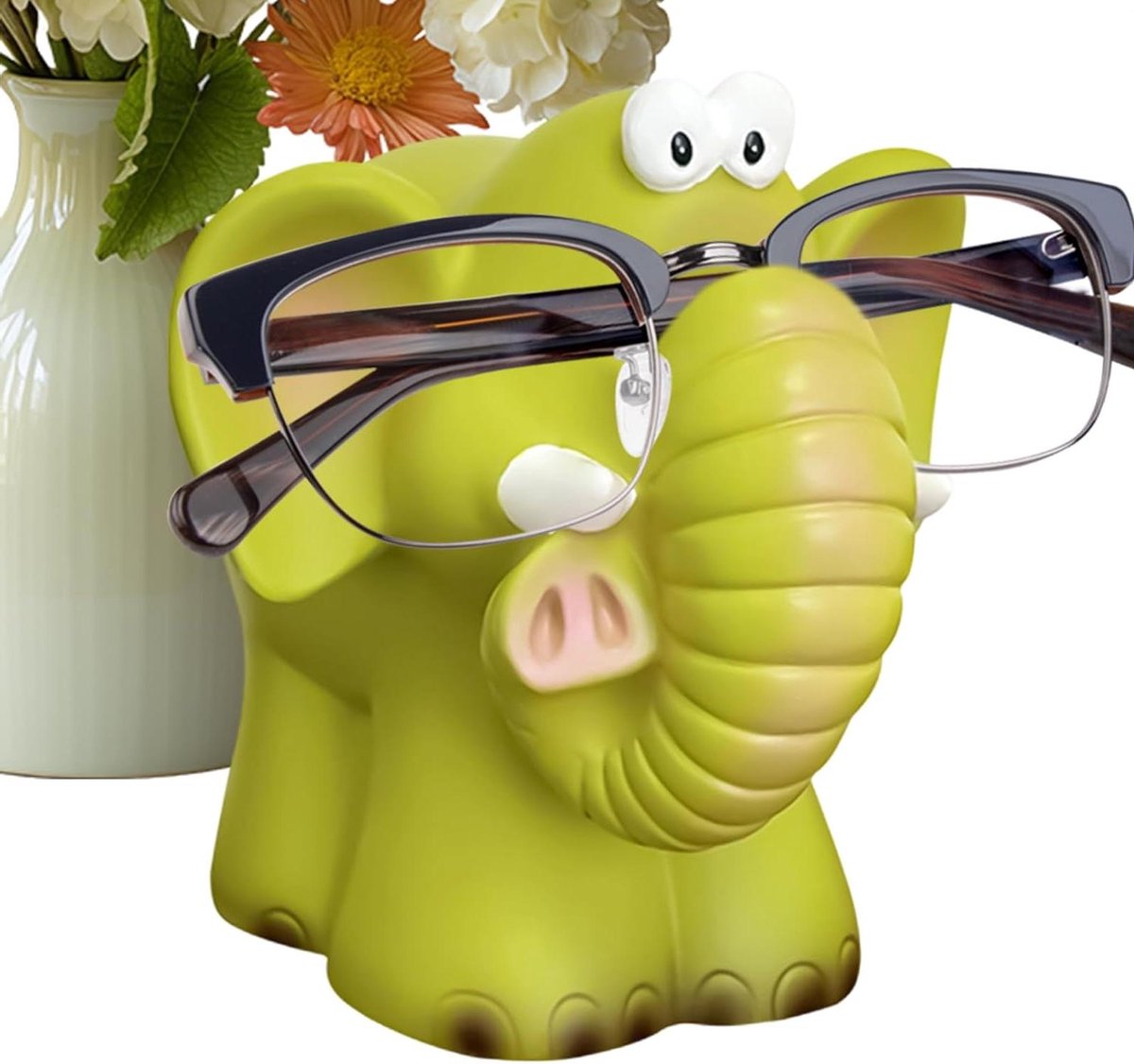 Brilhouder Olifant - Brillenstandaard Dier - Bureau Decoratie - Antislip Onderkant - 11 x 103 x 125 cm - Groen