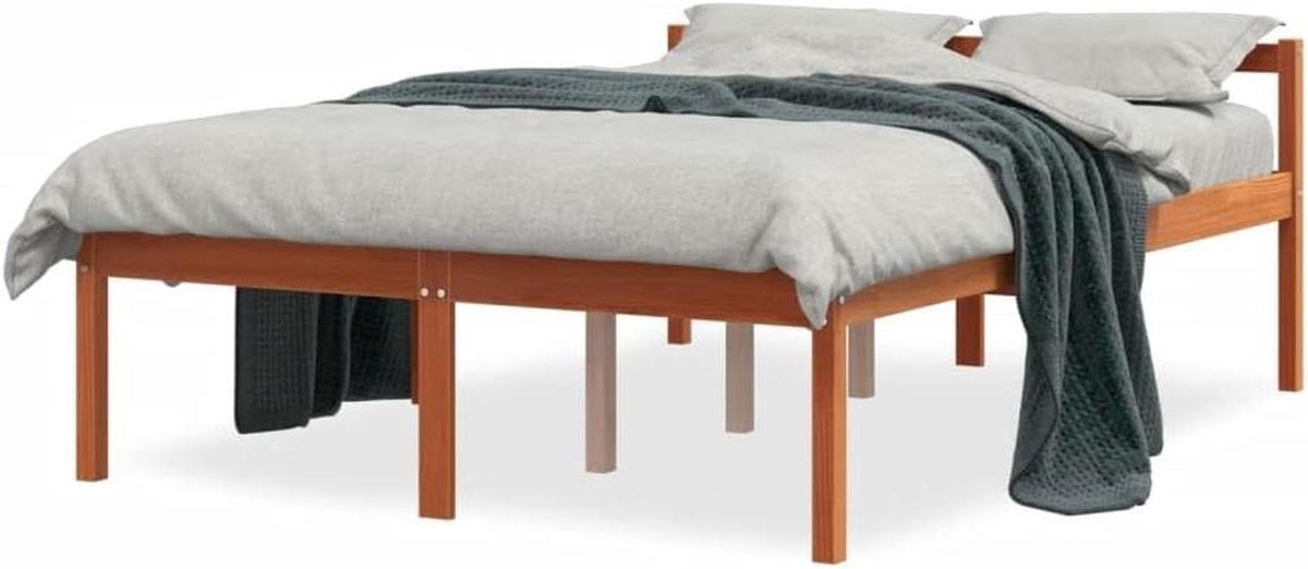 Seniorenbed Hout - Eenpersoons Tweepersoonsbed - Comfortabel Slapen - Massief Grenenhout - 120 x 190 cm - Bruin