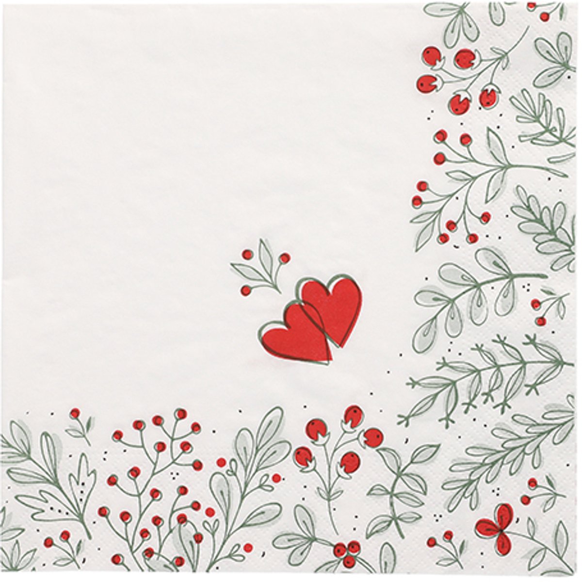15x 20 Servetten 3-laags 1/4 vouw 40 cm x 40 cm Berries