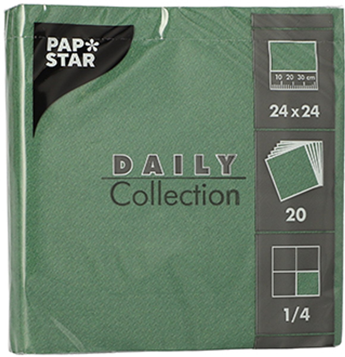 20x 20 Servetten DAILY Collection 1/4 vouw 24 cm x 24 cm donkergroen