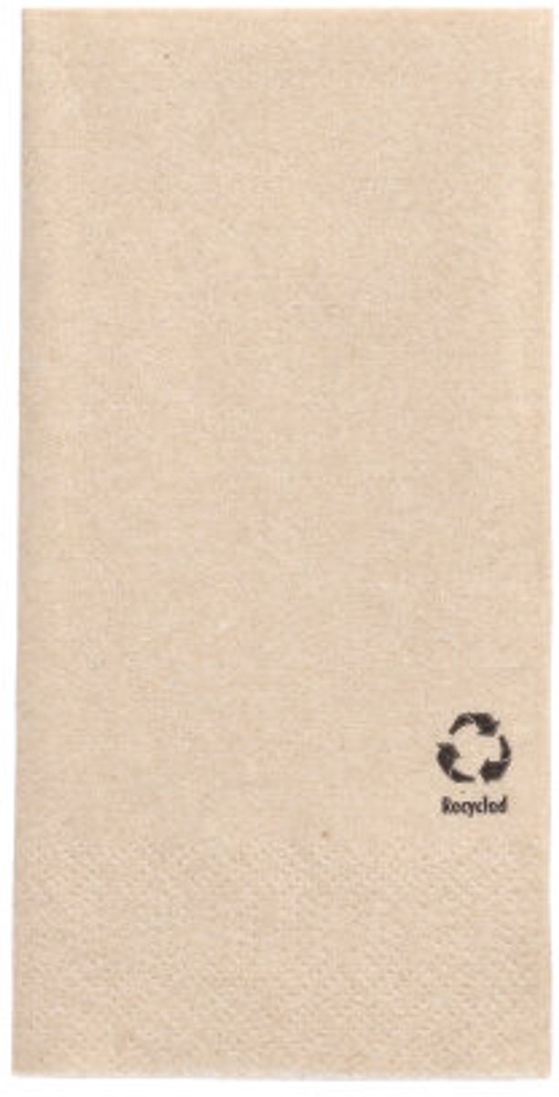 8x 250 Servetten 2-laags 1/8 vouw 33 cm x 33 cm natuur gemaakt van gerecycled papier