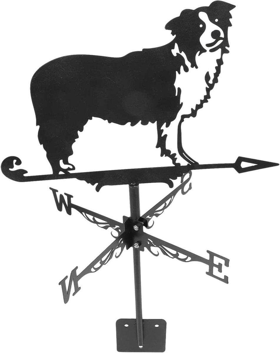 Weervlag Hond - Windrichtingaanwijzer - Tuindecoratie - Metalen Constructie - 50x32 cm - Zwart