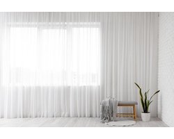 Halftransparant Gordijn - Voile Gordijn - Raambekleding Woonkamer - Met Loodvetersluiting - 150x150 cm - Wit