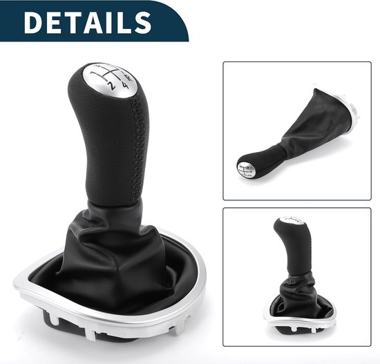 Schakelknop met afdekking - Pookknop versnellingsbak - Auto interieur tuning - Ergonomisch ontwerp - 5 snelheden - Zwart zilver van Merkloos — afbeelding 4