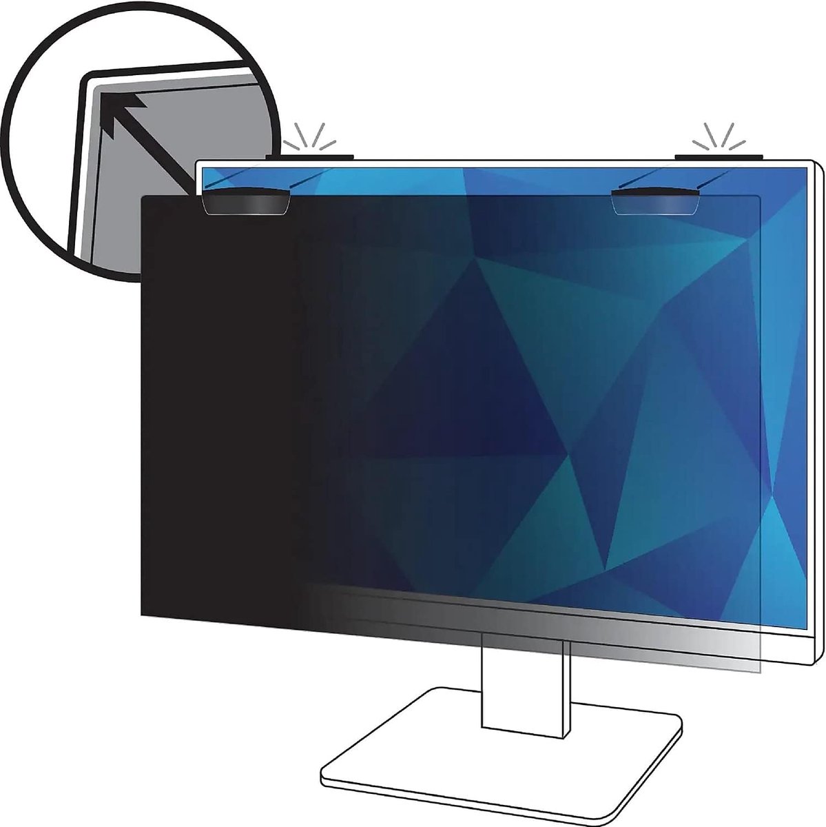 Privacyfilter Monitor - Schermfilter - Bescherming Gegevens - Magneetbevestiging - 24-inch 16:9