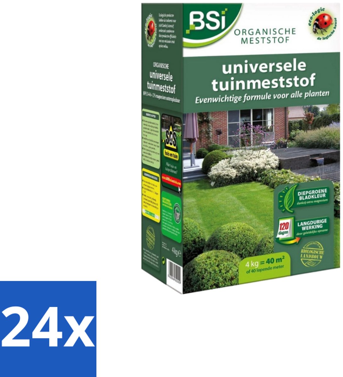 BSI – Universele Meststof – Evenwichtige Groei & Sterke Planten – 4 kg (40 m²) - Voordeelverpakking - 24 stuks
