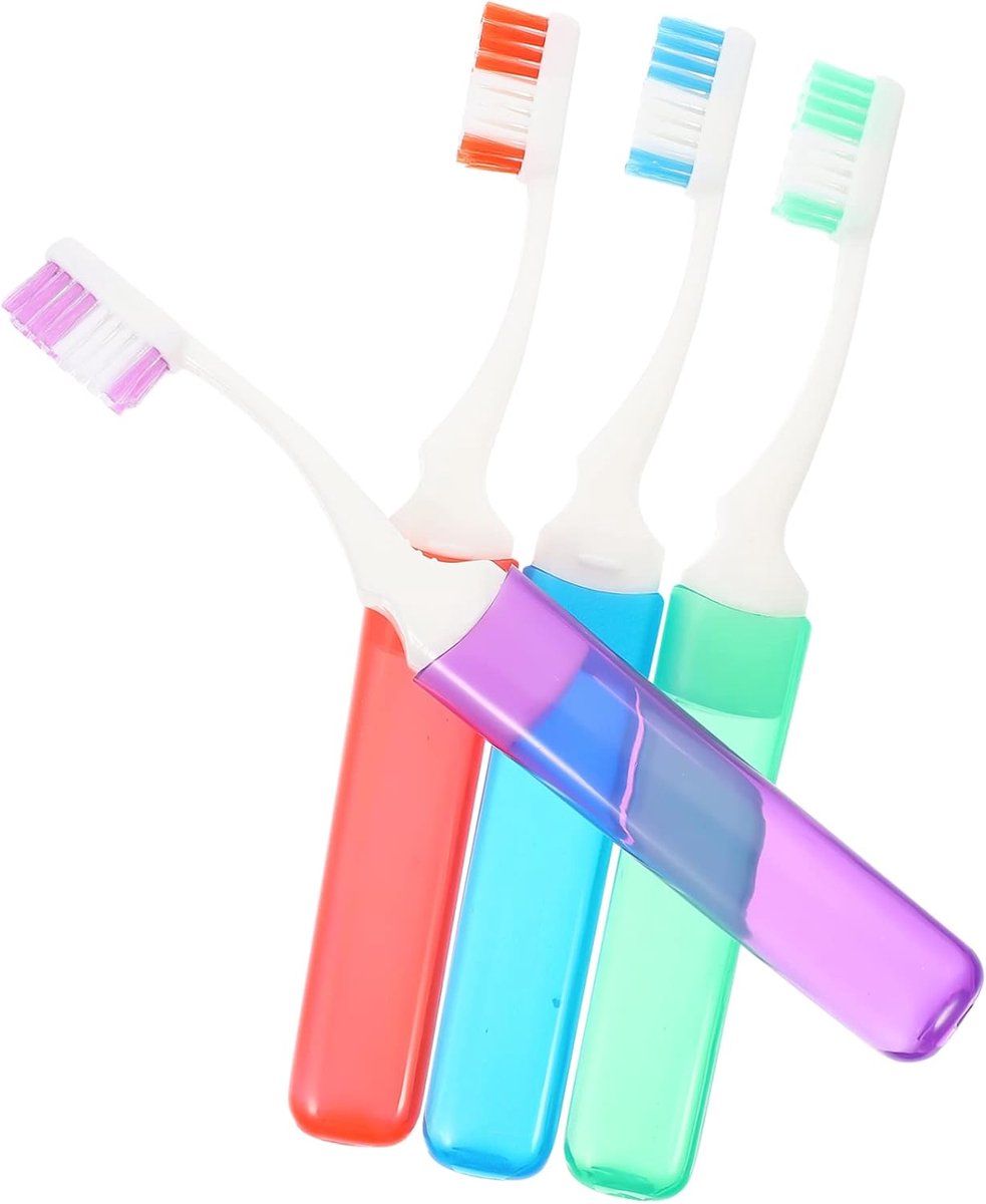 Reistandenborstels Opvouwbaar - Fijne Tandenborstel Set - Hygiënisch Op Reis - Zachte Gladde Borstels - 17.5 cm Uitgevouwen - Assorti Kleuren