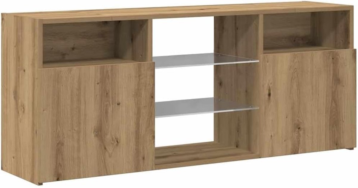 TV-meubel met LED - Dressoir Entertainment - Woonkamer Opbergen - Moderne Sfeer Creëren - 120x30x50 Cm - Wit