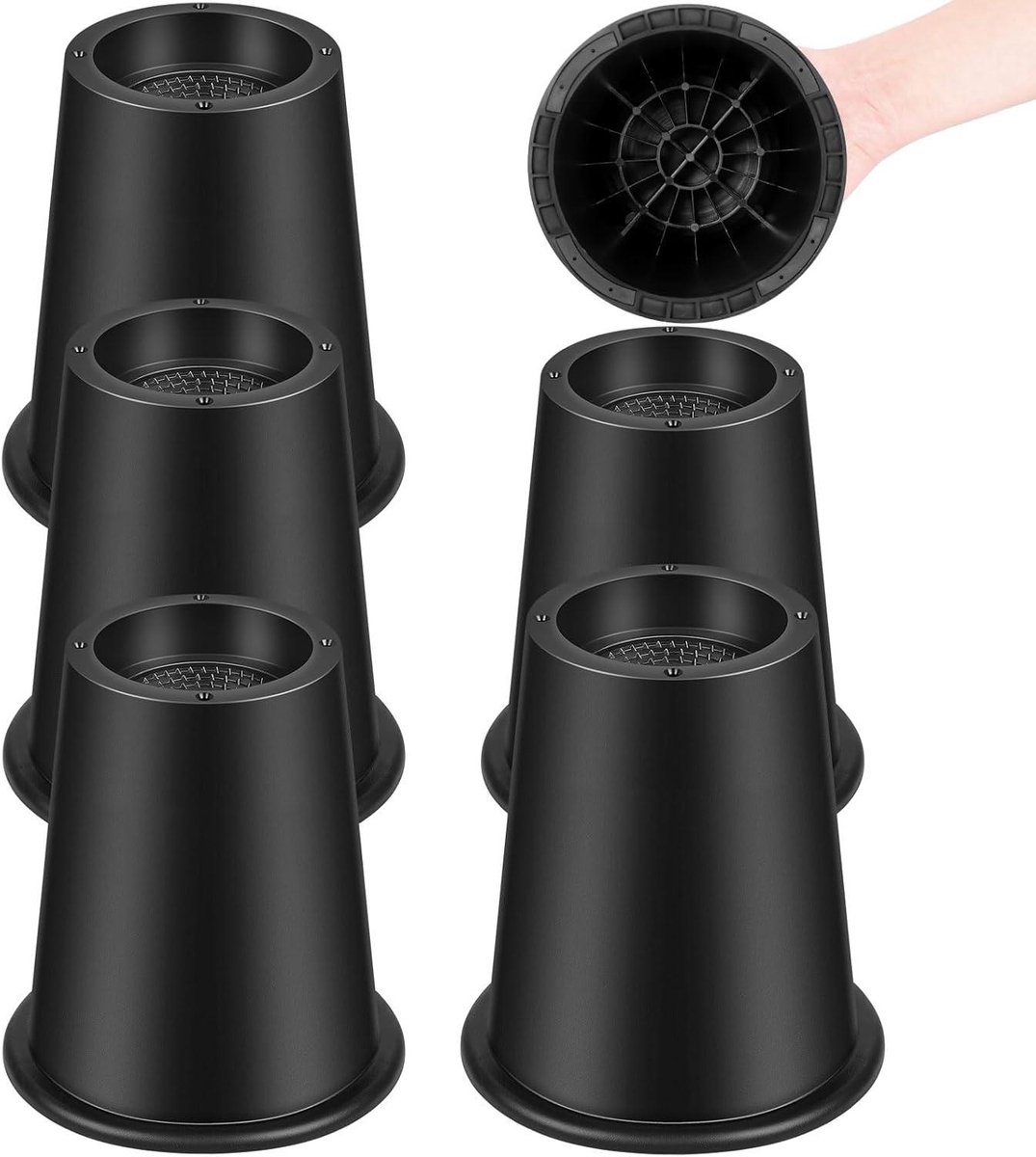 Bedverhogers - Meubelverhogers - Extra Opbergruimte - Stapelbaar en Verstelbaar - 6 inch - Zwart
