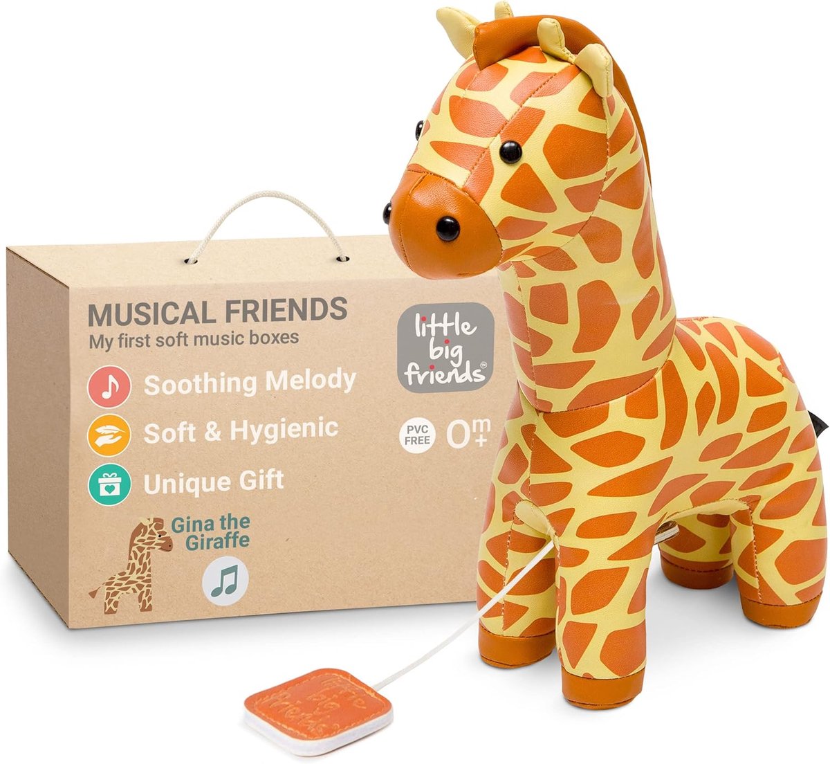 Muzikale Vriend - Knuffel Speelgoed - Baby Entertainment - Trekkoord Melodie - 21x8x25 cm - Giraf
