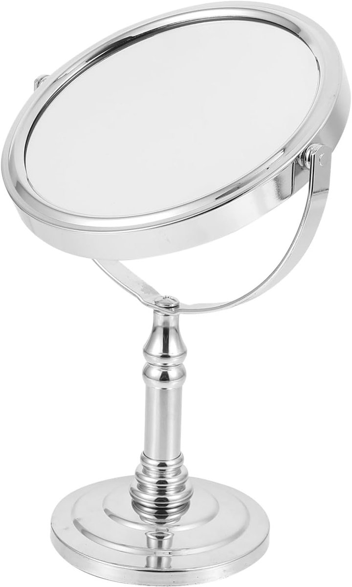 Ronde Make-up Spiegel - Dubbelzijdige Spiegel - Persoonlijke Verzorging - Niet-vervormde Reflectie - 14 cm Diameter - Zilver