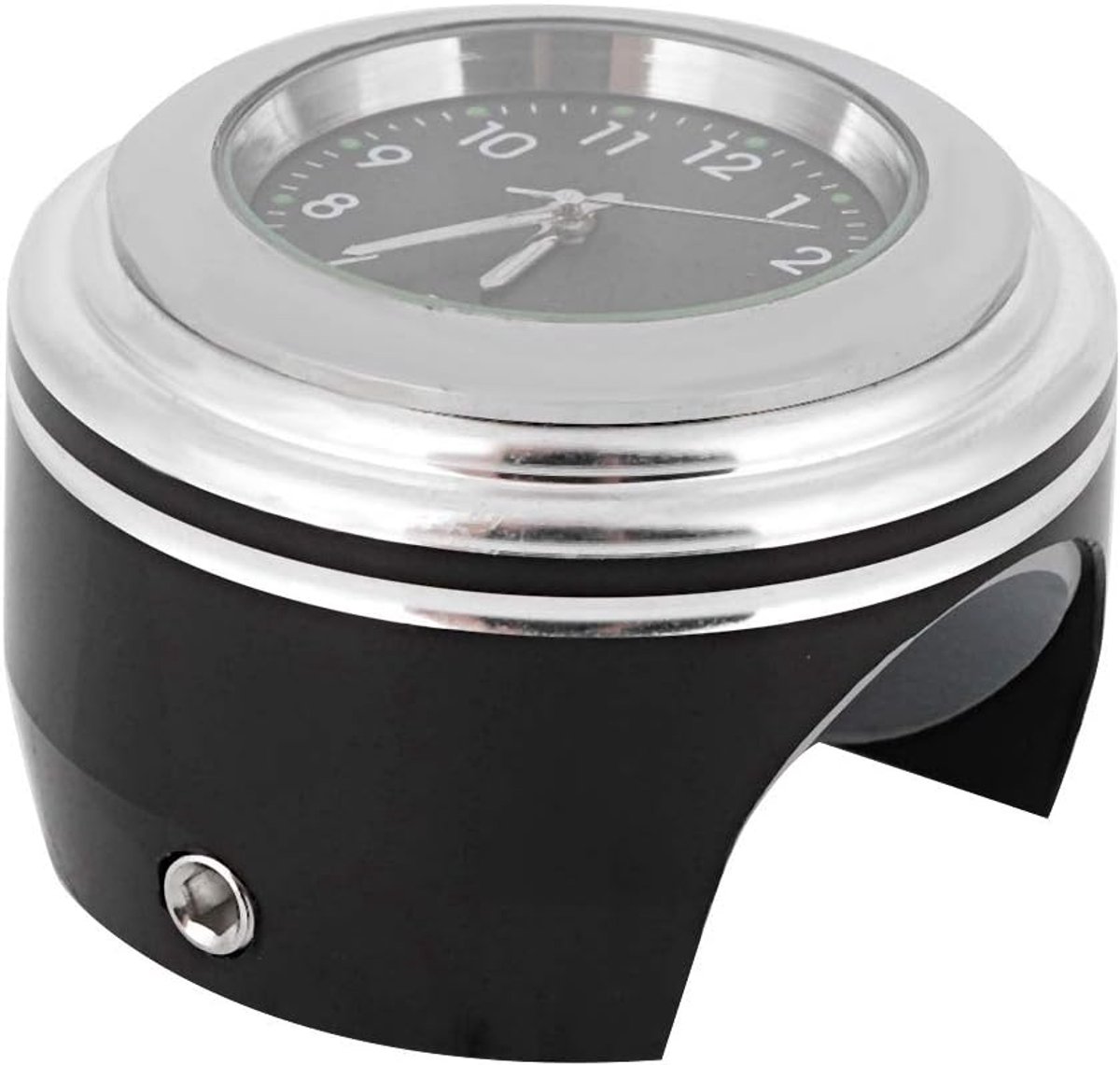 Stuurkwartsklok - Aluminium Klok - Motor Rit - Nauwkeurige Tijdweergave - 7-8 Inch Stuur - Wit Zwart