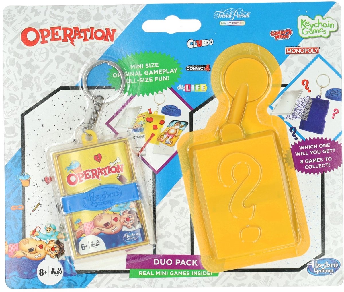 Hasbro mini spel sleutelhanger Dokter Bibber speelgoed verrassingsspel.