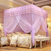 Luxe Hemelbed Gordijn - Nachthemel Beddecoratie - Slaapkamer Aankleding - Vierhoek Ontwerp - 150x200x200 cm - Paars