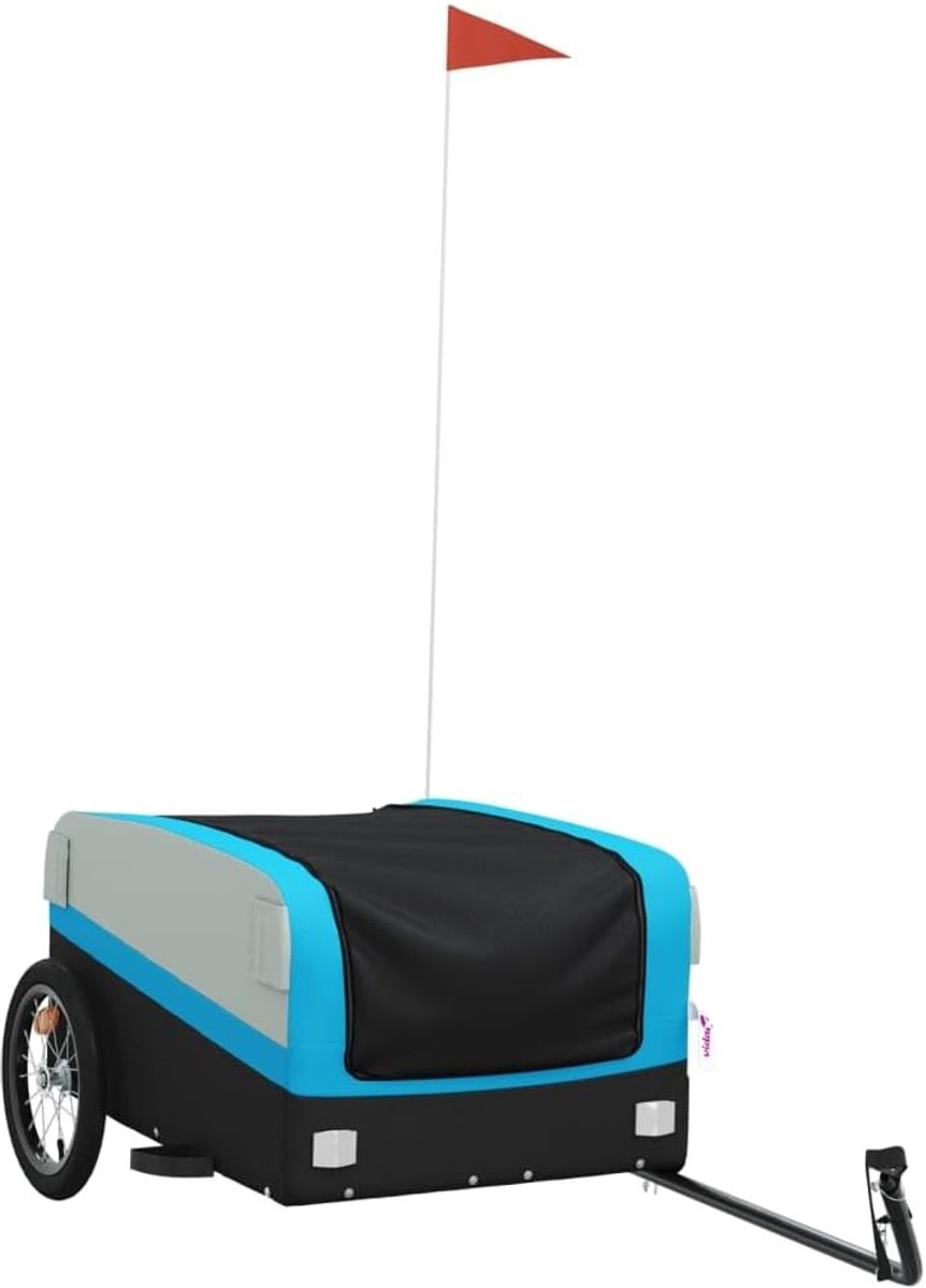 Fietstrailer - Transportkar Fiets - Goederen Vervoeren - 45 kg Draagvermogen - 126x63x50 cm - Zwart Blauw