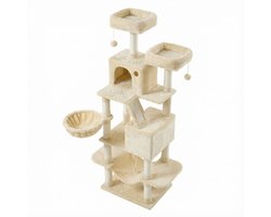 Feandrea - Krabpaal - Kattenboom - Voor Katten - 13 Krabpalen - 2 Platforms - Mand en Hangmat