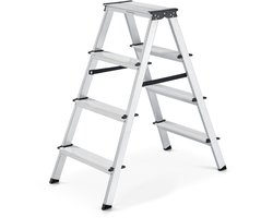 SONGMICS - Huishoudtrap - Ladder - Aluminium Trapladder - 4 Antislip Treden - Opvouwbaar - Max 150 kg