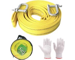 Sleepkabel Kit - Sleeptouw Strap - Voertuig Noodhulp - Met Reflecterende Strips - 5 Meter Lengte - Geel