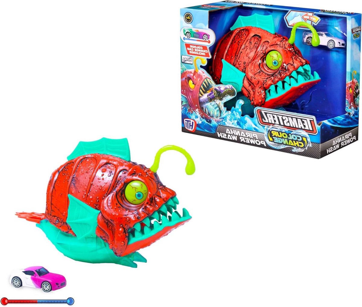 Speelgoed auto playset - Kleurveranderend voertuig - Waterpret - Piranha lanceerbaan - 27 x 13 x 21 cm