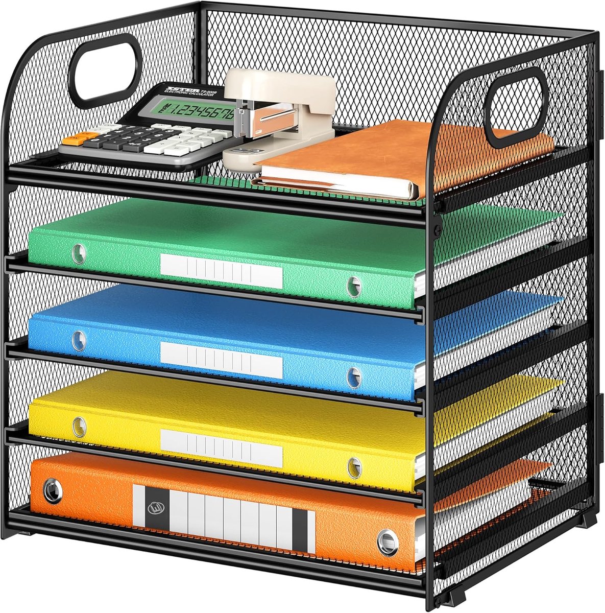Bureau Organizer - Papier Sorter - Kantoor Opslag - Met Handvat - 34x32x23cm - Zwart