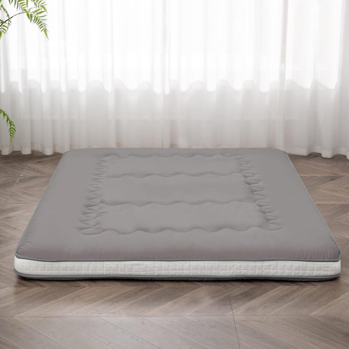 Japanse Futon Matras - Vloerbed - Logeren en Reizen - Extra Dikke Traagschuim - Twin 2.03m - Donkergrijs