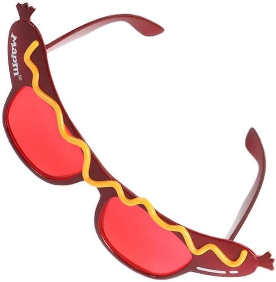 Hotdog Zonnebril - Feestbril Verkleedbril - Carnaval Cosplay - Uniek Vormgegeven - 18x7cm - Rood van Merkloos — afbeelding 3