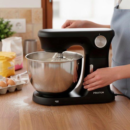 Keukenmachine - Kneedmachine Mixer - Bakken en Koken - Krachtige 2000W Motor - 8 Liter Kom - Zwart van Merkloos — afbeelding 3