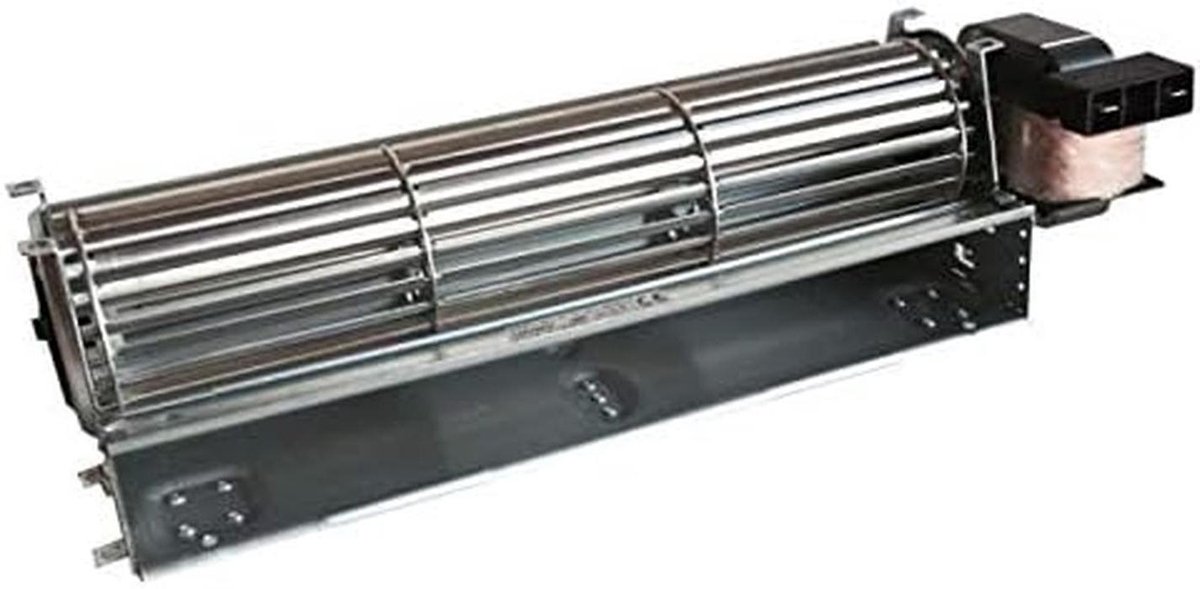 Tangentiaalventilator - Pelletkachel Ventilator - Hoge Temperaturen - Stil en Betrouwbaar - 349 mm Lengte - Zwart Roestvrij Staal
