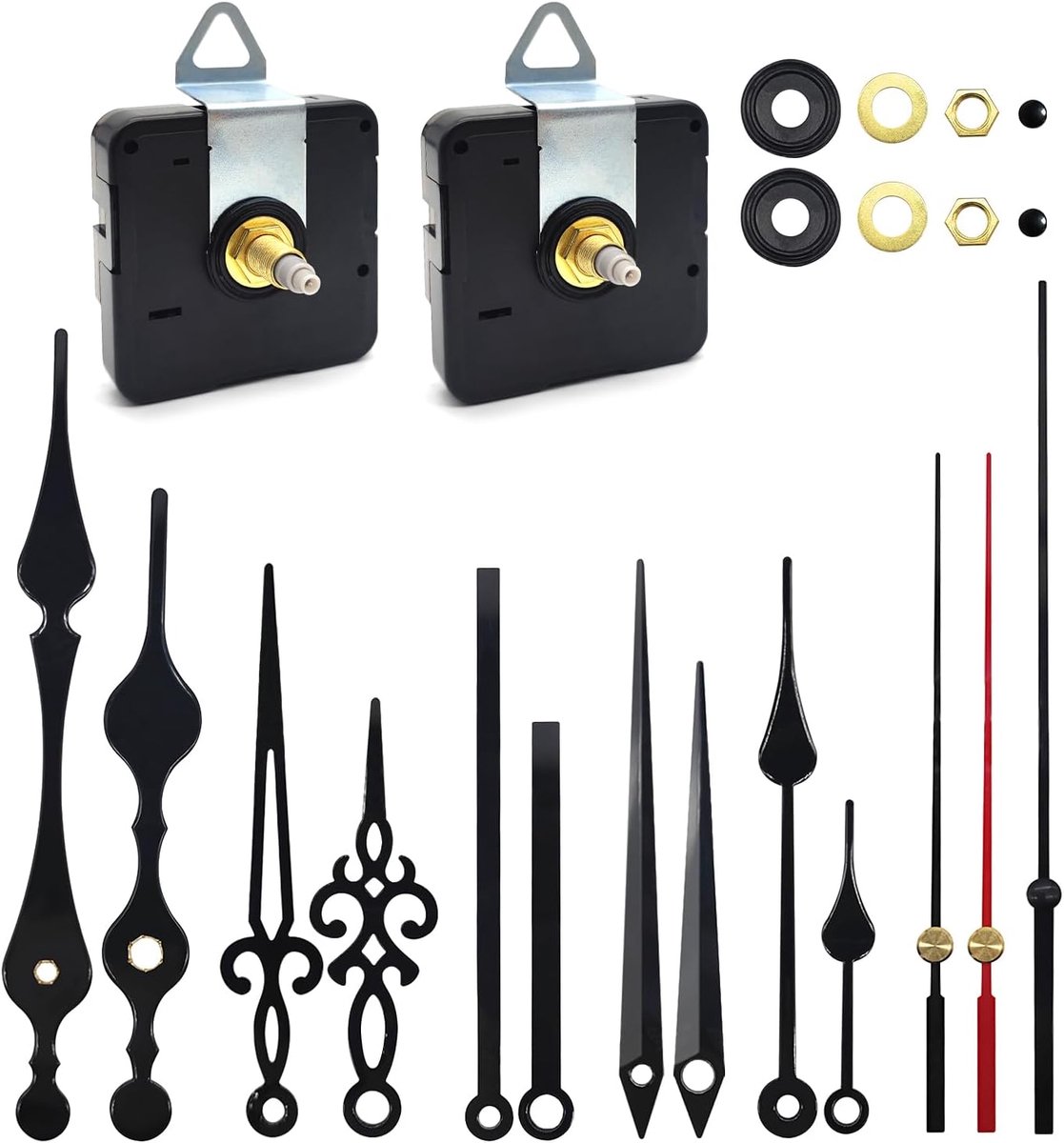 Kwartsklok Beweging - Klok Mechanisme - Klok Reparatie - Stille Werking - Lange Korte Schacht - Zwart
