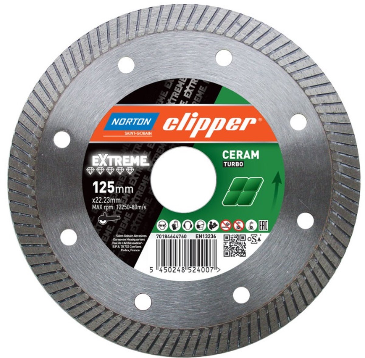 Clipper 70184644760 Super Gres XT Evo Diamantzaagblad - 125 x 22,23mm - Gres