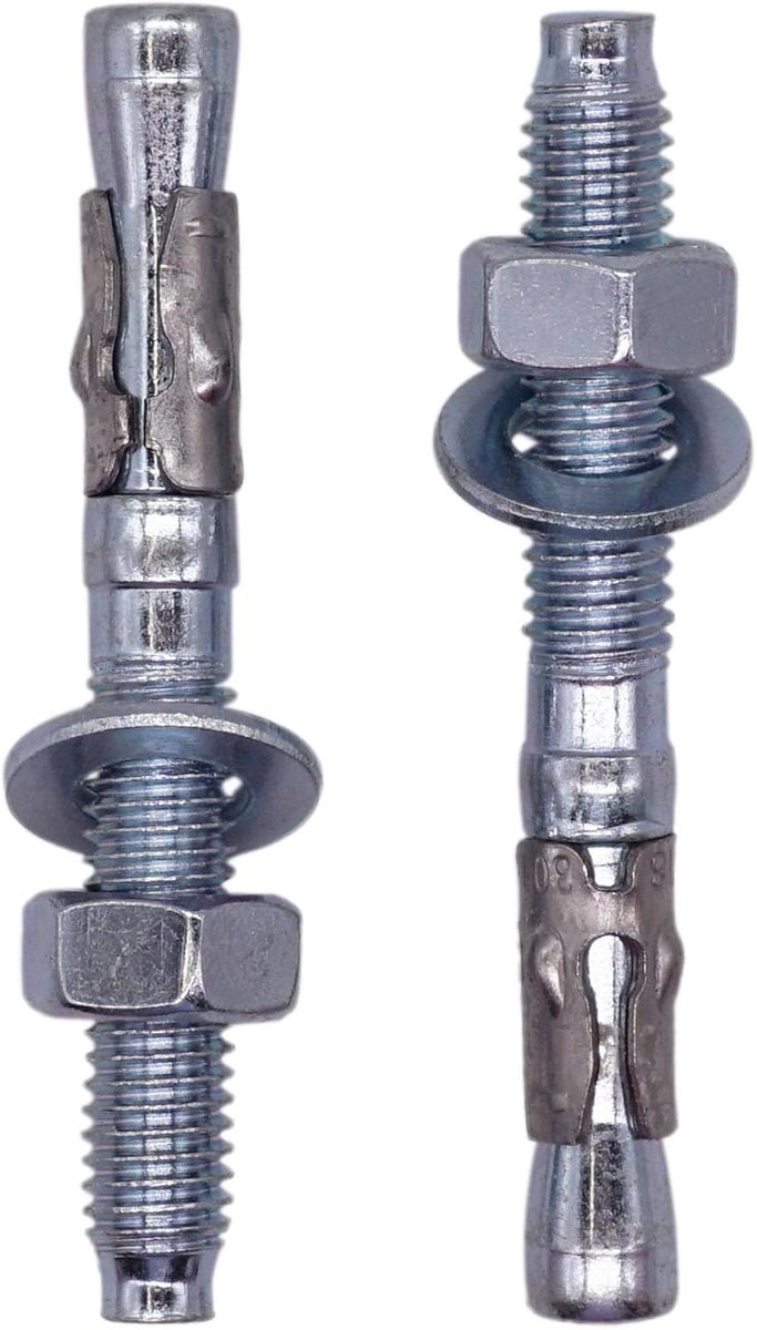 Wigankers M8 - Metalen pluggen - Beton bevestigen - Verzinkt staal - 65 mm