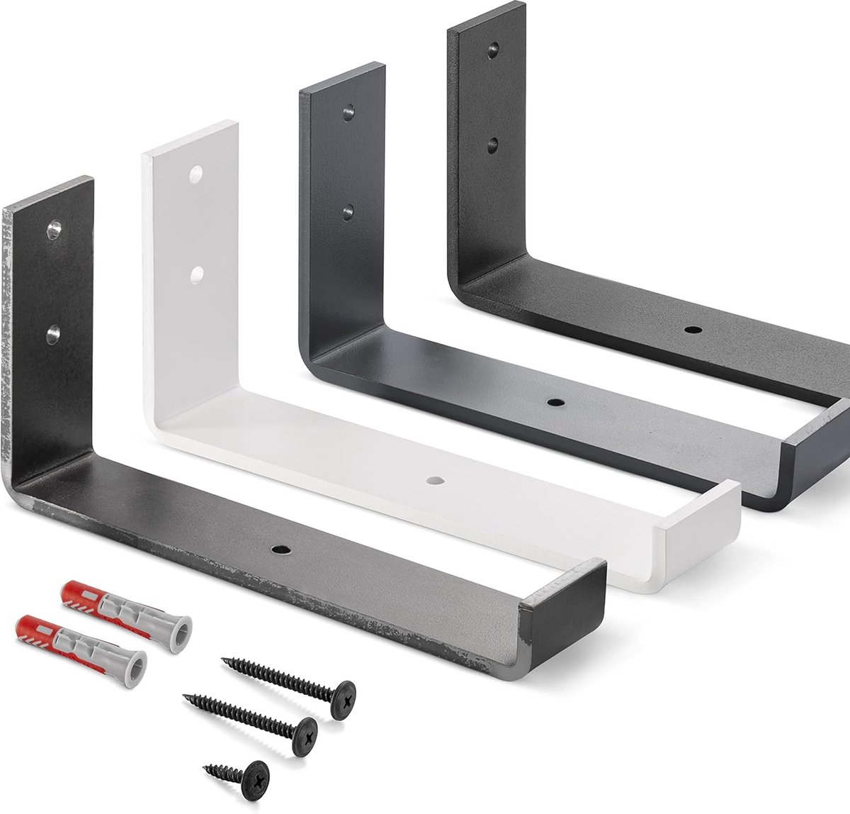 Wandsteun Zwart - Draagbeugel Plank - Planken Ophangen - Inclusief Bevestigingsmateriaal - 20cm Diep